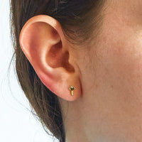 Gold Pave Key Stud Earrings