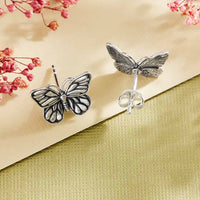 Sterling Silver Monarch Butterfly Post Earrings