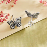 Sterling Silver Monarch Butterfly Post Earrings