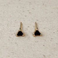 Mini Colored CZ Triangle Stud