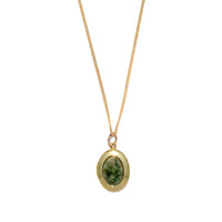 Oval Locket Necklace with Wyoming Jade