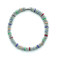 Silver Spring Ring Necklace with Colorful Wire Rings