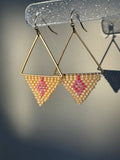 Mandarin Orange and Pink Geometric Earrings