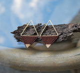 Chocolate Brown and Gold Minimalist Geometric Earrings