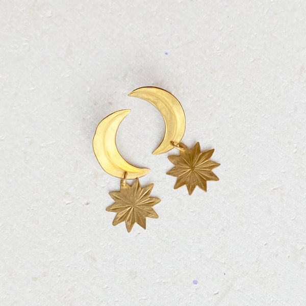 Crescent Moon + Star Earrings