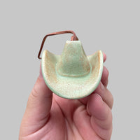Ceramic Cowboy Hat Ornament — Sage Green