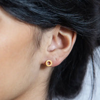 Gold Circle Outline Stud Earrings