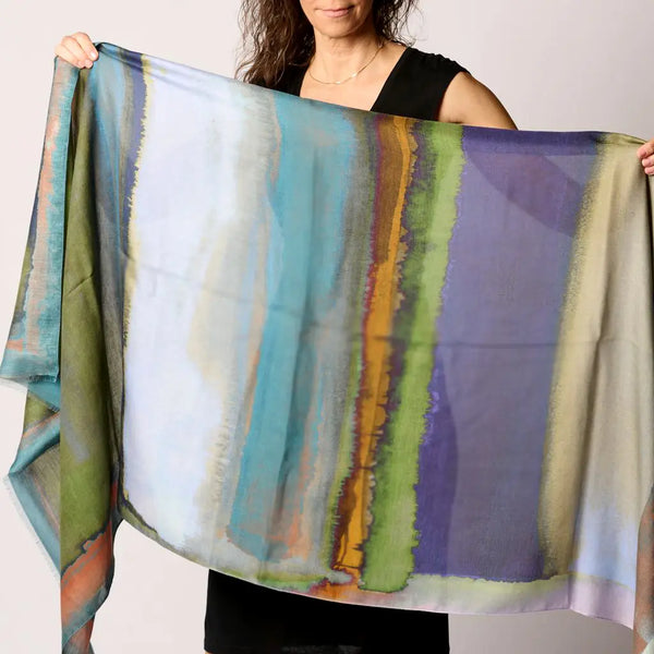 Rothko Style Scarf in Silk/Wool Blend