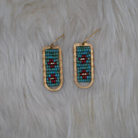 Red and Turquoise Geometric Earrings