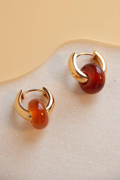 Rondella Stone Hoops in Carnelian
