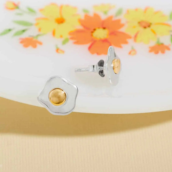 Egg Post Earrings with Bronze Yolk