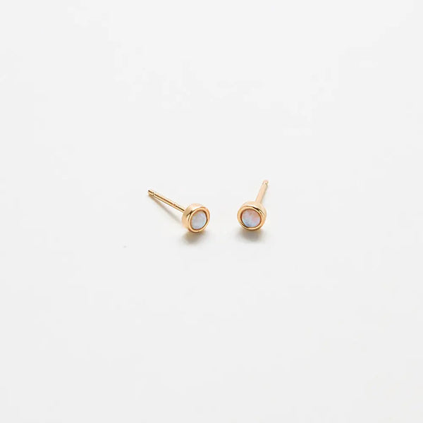 Round Opal Stud Earrings