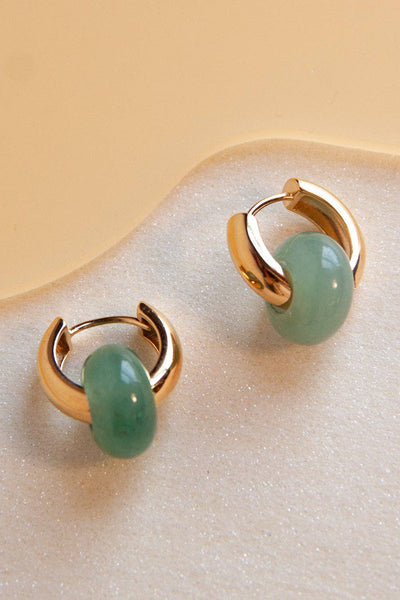 Rondella Stone Hoops in Light Jade