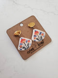 Folk Floral Porcelain Dangle Earrings