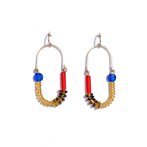 Balance Earrings - Topaz, Tortoise, Ruby, and Capri