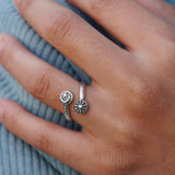 Sterling Silver Adjustable Moon, Star, and Sun Ring