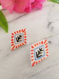 Scandinavian Diamond Porcelain Stud Earrings