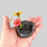 Small Ceramic Cowboy Hat Weed Vase Home Decor - Black Gold