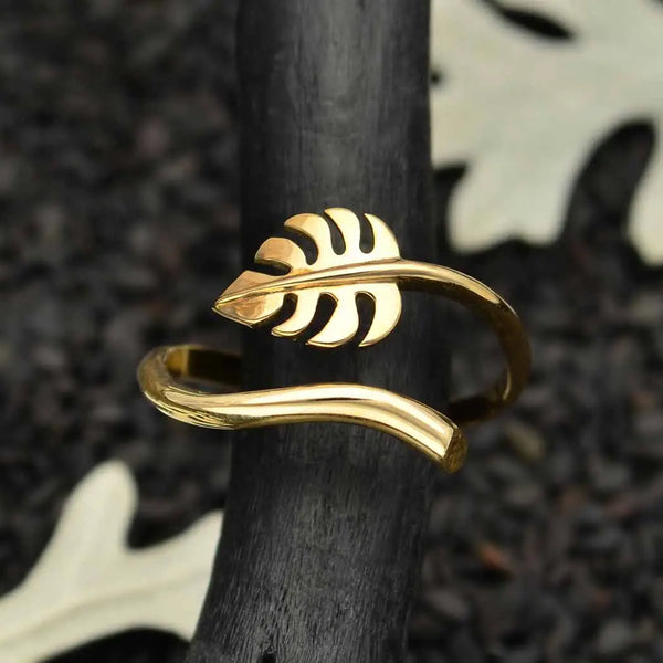 Monstera Leaf Adjustable Ring
