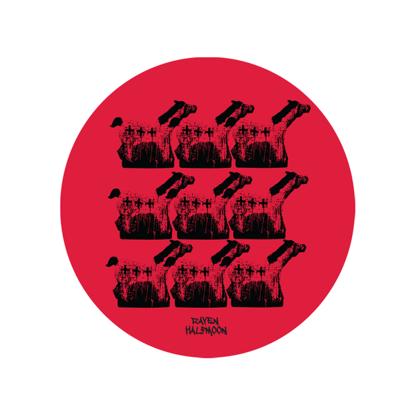 Raven Halfmoon Sticker Red/Black Horse Pattern