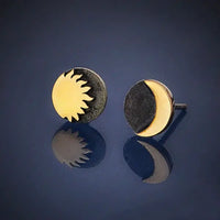 Bronze Sun and Moon Post Earrings
