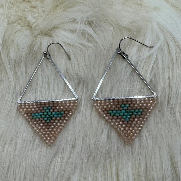 Turquoise and Beige Thunderbird Earrings