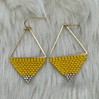Yellow and Gold Geometric Triangle Earrings
