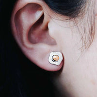 Egg Post Earrings with Bronze Yolk