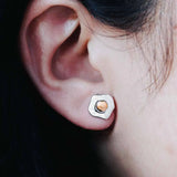 Egg Post Earrings with Bronze Yolk
