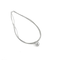 Silver 3 Strand Necklace with Gray MOP Drop