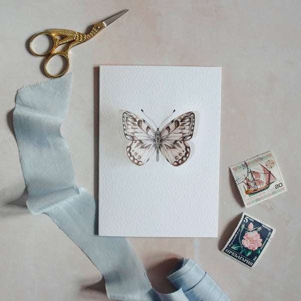 Marbled White Butterfly 3D Greetings Card