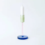 Dual Tone Tall Glass Candle Stick Holder