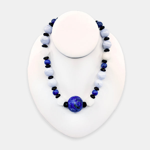 Lapis & Blue Lace Agate Throat Chakra Amulet