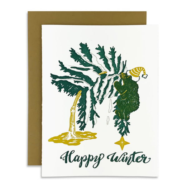Happy Winter Bear Letterpress Card
