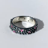 Oxidized Pink Sapphire Bumpy Ring Size 6 3/4