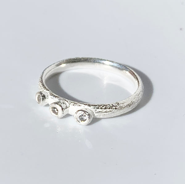 Sterling Diamond Barnacle Ring: Size 7