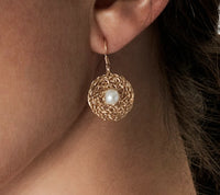 MetaLace 14k gold filled circle earrings with Pearl