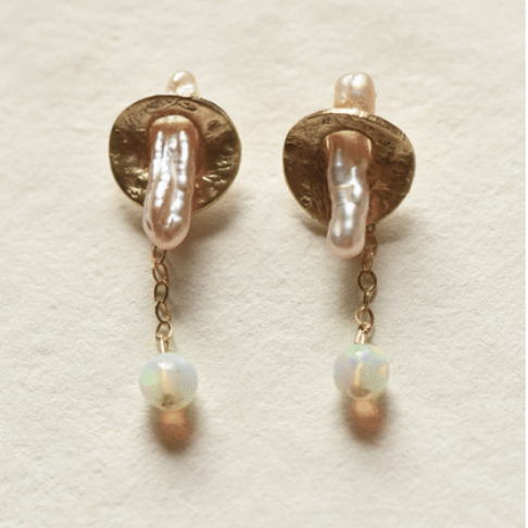 Pearl and Opal Stud Earrings